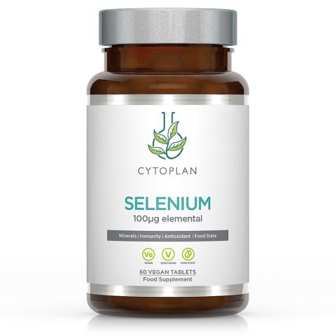 Front image of bottle of Cytoplan Selenium supplement, 60 tablets.